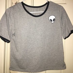 Gray Alien Crop Top